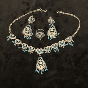 Elegant Silver and Blue Jewelry Set